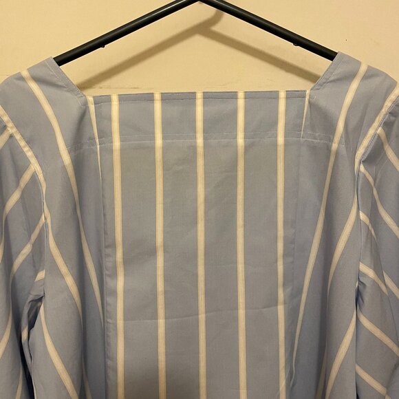 Express Mid top Blouse - Blue with White and Tan or Yellow Stripes - Size XL - Picture 2 of 8